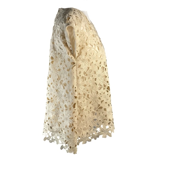 Anna Sui Women's Ivory Cream Floral Crochet Lace Sleeveless Boho Top Blouse Sz S - Picture 3 of 14